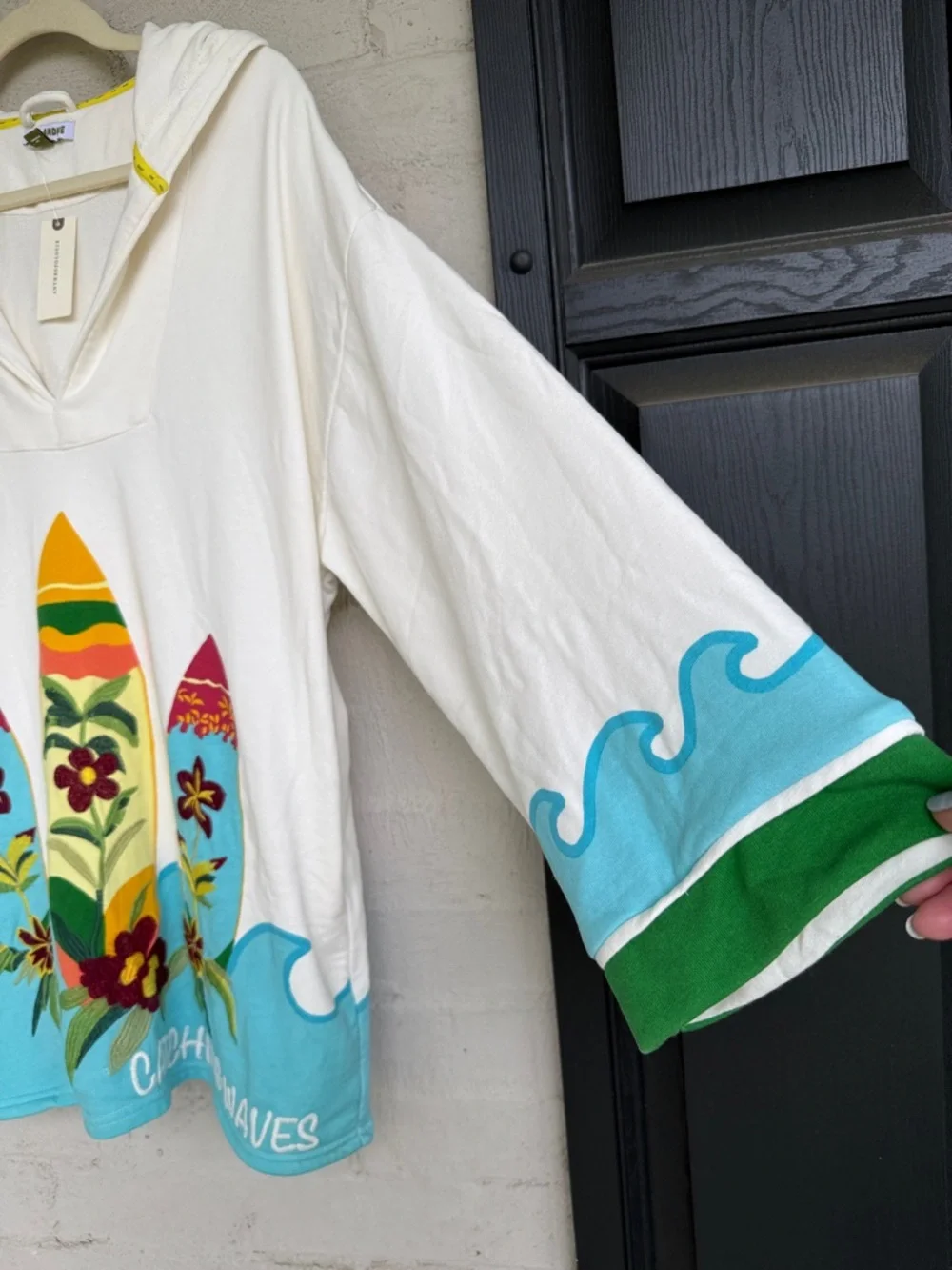 NWT Anthropologie Celandine Catching Waves Poncho Hooded Cover-Up Size Small - Picture 13 of 14